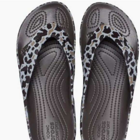Crocs Classic Animal print Flip - Size Womens 6 - Picture 5 of 7